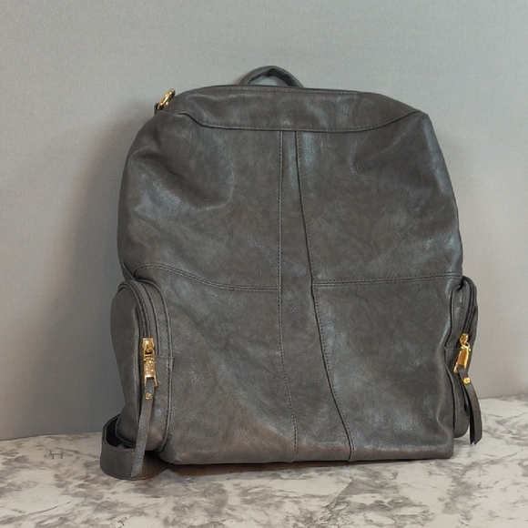 Dani & em Handbags - Dani & Em Gray Backpack Purse Gold Hardware